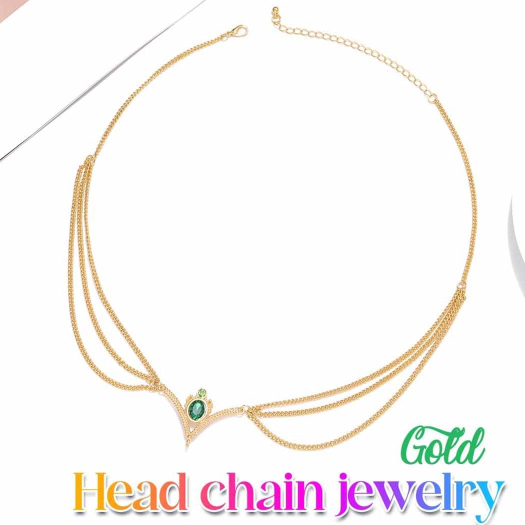 Aukmla Boho Head Chain Jewelry Gold Layered Headpiece Hair Chains Festival Halloween Prom Costume Headband Hair Accessories for Women