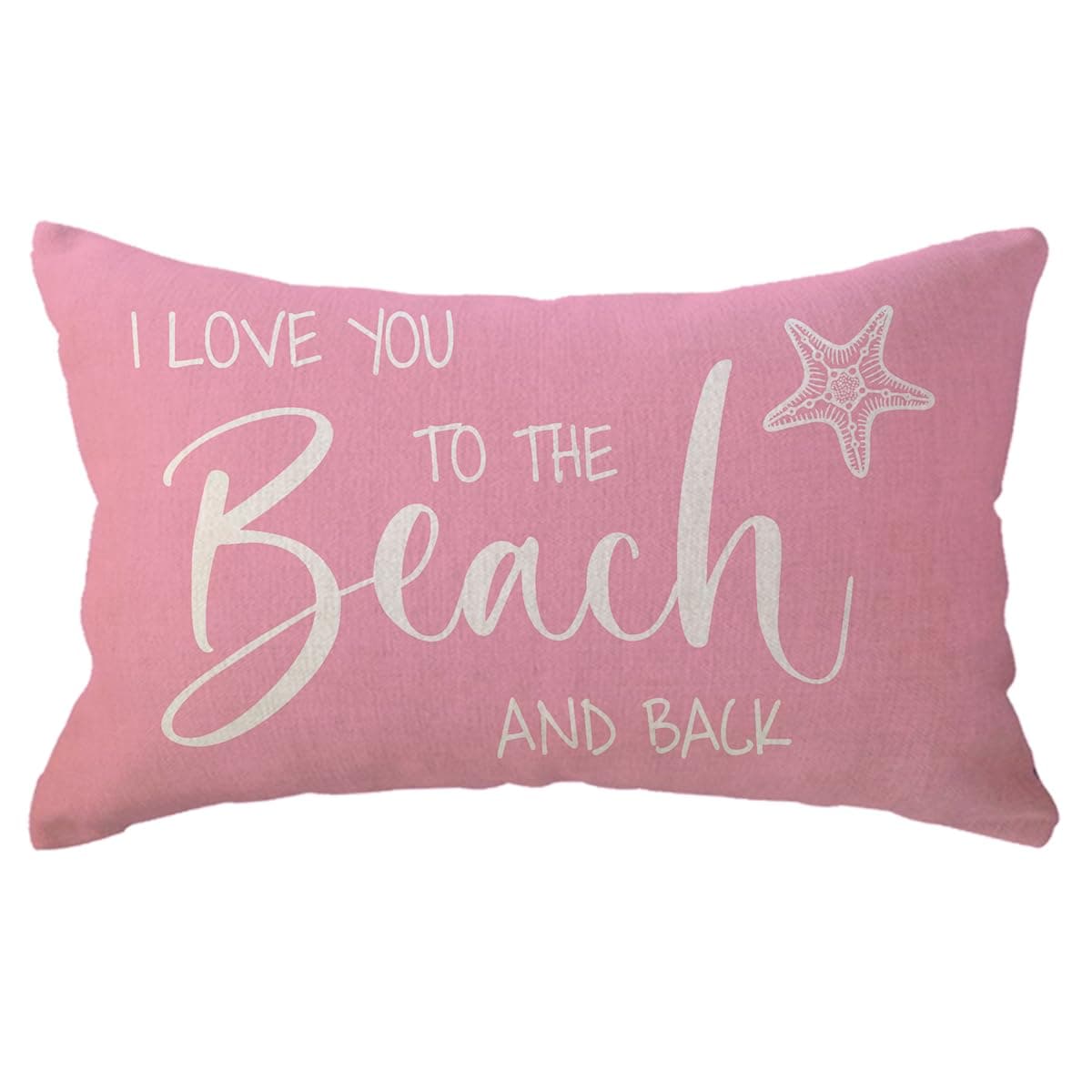 Beach Decorative Lumbar Pillowcase I Love You to The Beach and Back Throw Pillow Cover Summer Holiday Cushion Case 12×20 Inches for Sofa/Couch/Patio (Pink)
