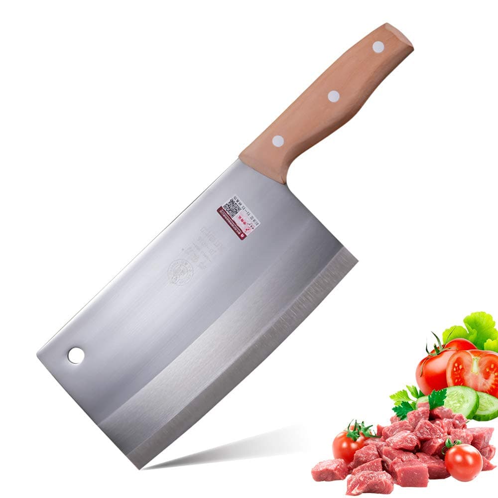DENGJIA 7.5 Inch Blade Forged Chef Knife Kitchen Meat Cleaver and Chinese Chef Knife with Labor-saving Wooden Handle