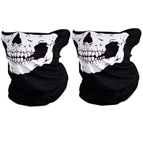 CIKIShield Couples Seamless Skull Face Tube Mask Black (2pcs-white)