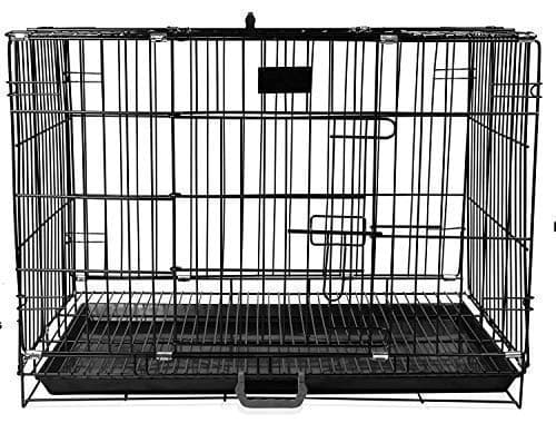 Pet Guard Dog Cage Single Door Heavy Duty Folding Metal for Medium Size Dogs and Adults 18 Inch Suitable for Small Pets Only Like - Rabbit, Puppy, Cats (Silver - Black)
