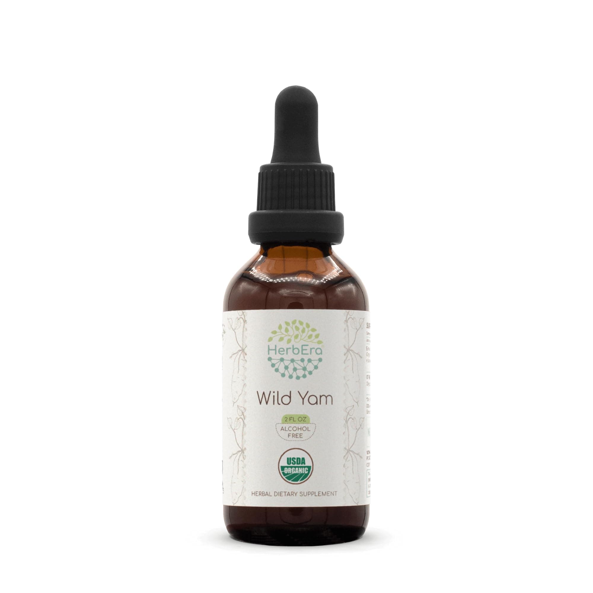 HerbEra Wild Yam B60 Alcohol-Free Herbal Extract USDA Organic Tincture, Concentrated Liquid Drops Natural Wild Yam (Dioscorea Villosa) Dried Root 2 fl oz