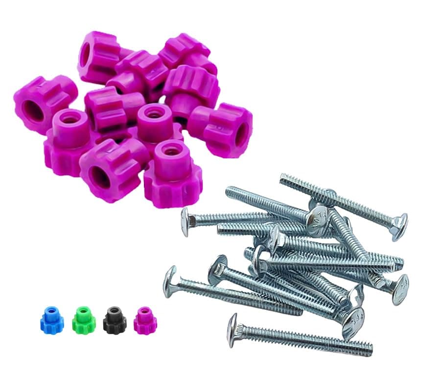 Pet Carrier Fasteners - Pink 16 Pack (Long 1-3/4" Bolts)