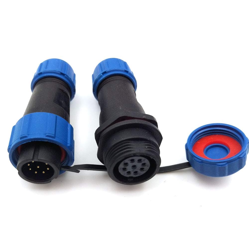 SP13 2pin/3pin/4pin/5pin/6pin/7pin/ 9pin Outdoor Waterproof Connectors Plug and Socket,IP67 Connector (9pin, Pair-Plug(Male)&Socket(Female))