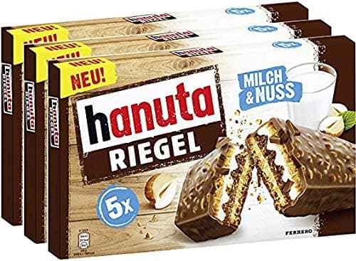 Ferrero Hanuta Riegel Bars 3 x 5pcs (15pcs) Crunchy Candy Wafers 18.25 oz_AB