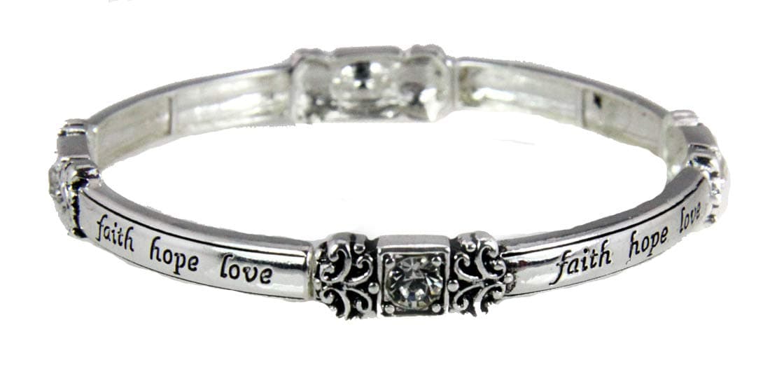 4030537 Faith Hope Love Stretch Bracelet 1st Corinthians Christian Jesus Religious Ch.