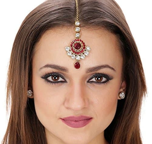 Kauberi Jewels Maang Tikka (Red)