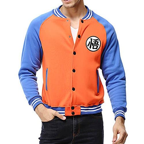 Yangxinyuan Men Hoodie Dragon Ball Z Goku Long Sleeve Casual Zipper Sportswear Sweater (W019-OR&BU, S)