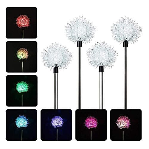 YIYAYIYAYO Multi-Color Solar Garden Lights Outdoor, 4-Pack Color Changing Decorative Stake Lights LED Solar Powered Flower Landscape Lighting for Yard Lawn Patio Walkway Backyard, Auto ON/Off