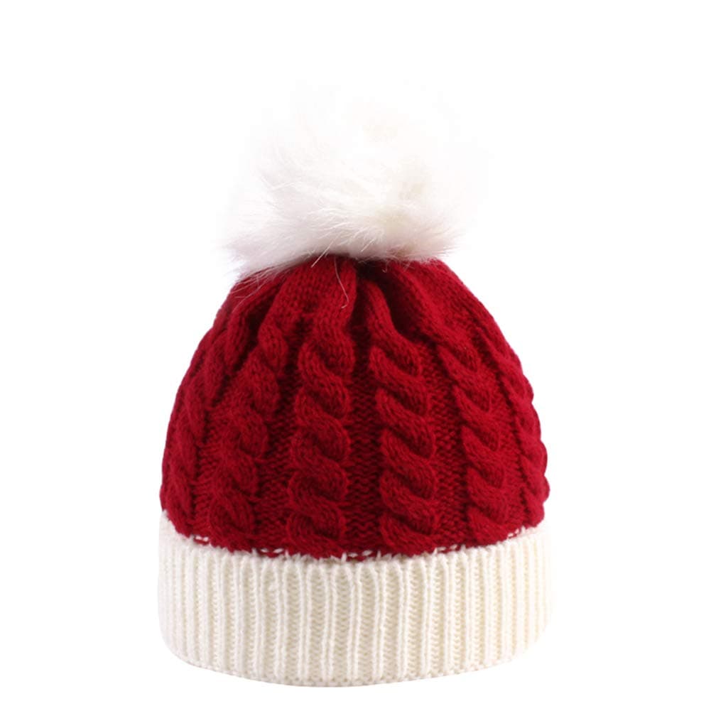 Yinxiang Jie Christmas Knitted Hat for Baby,Santa Hat for Kid Toddler Baby,Soft Warm Baby Beanie Knit Hat Red