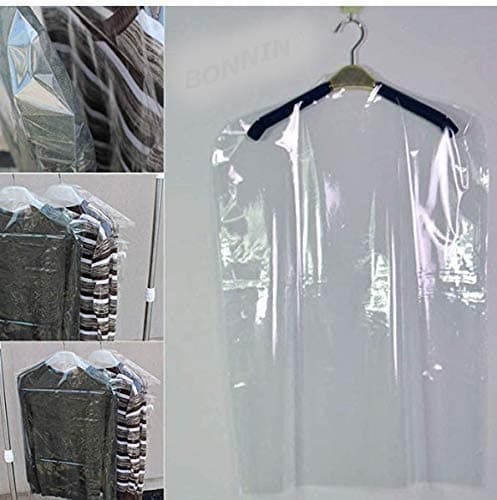50 Polythene Garment Covers Clear Plastic Clothes Covers Durable, Reusable, and Space-Saving Ultimate Dust and Moisture Protection Garment Bags for Home, Clothing Stores & Dry Cleaners 24" x 38"