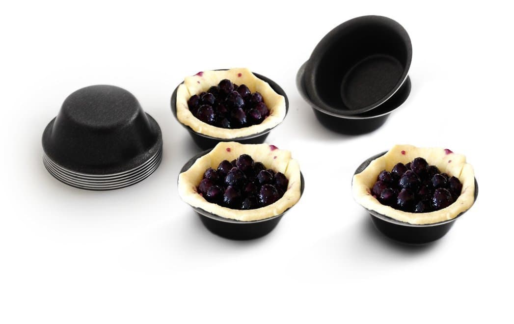 Maxi Nature Tart Tin - Pack of 12 - Mini Pie Tin - Muffin Tin - Cupcake Tin - 3 Inch Tins - Flan Tin - Non Stick Black Bakeware for Quiche Dish