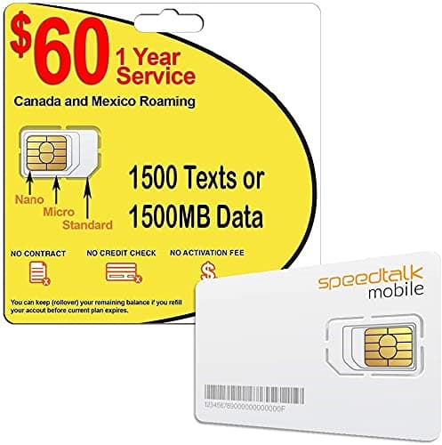 SpeedTalk Mobile Prepaid SIM Card for GPS Activity Trackers 4G GSM Devices - Rollover 1500 SMS Text OR 1500 MB Data