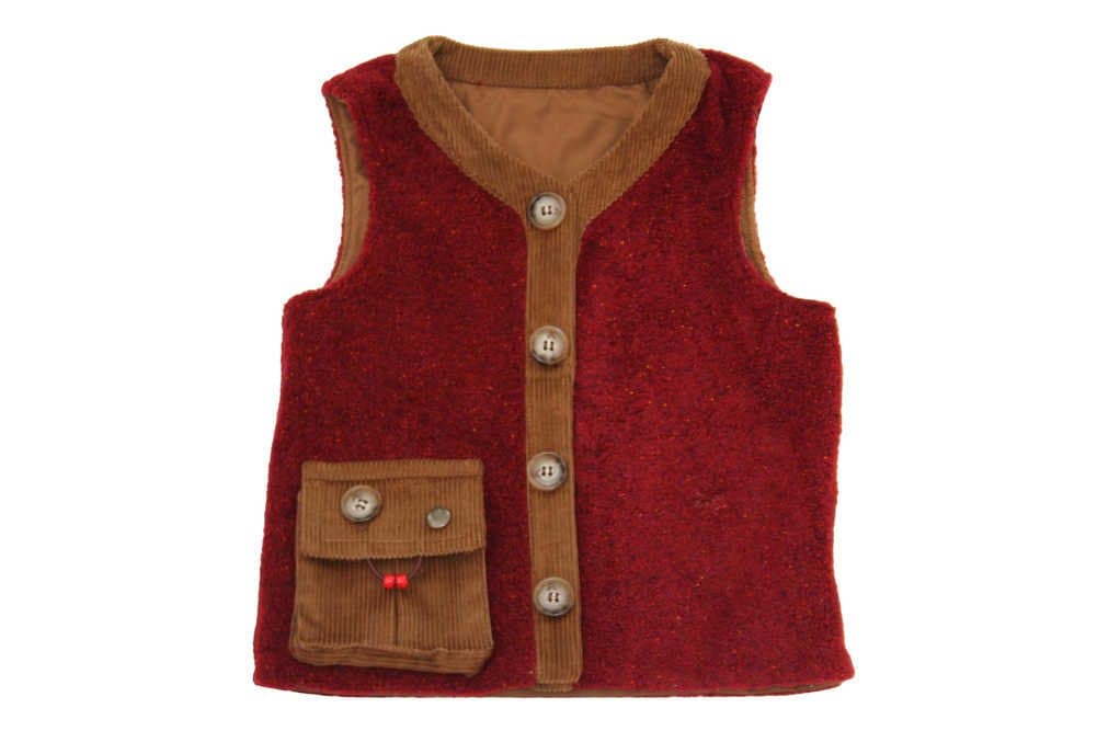 Kozie ClothesBig Boys Kozie Clothes Boys' Sensory Weighted Vest 8 Salsa Red Berber/Brown Corduroy Placket