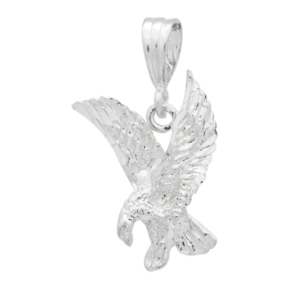 B and S Jewelry Sterling Silver Eagle Charm Pendant Diamond-Cut Finish 24mm 2.4grams