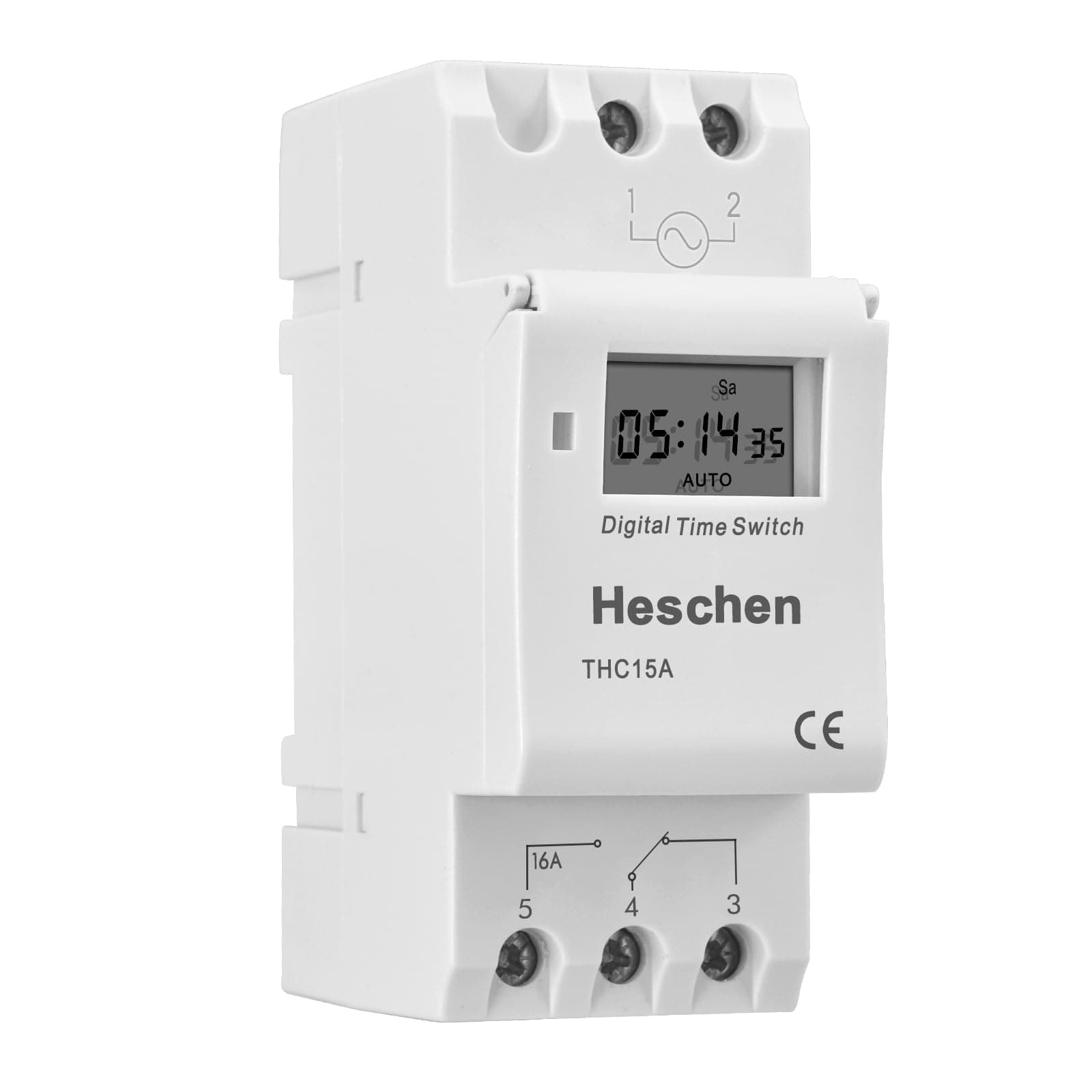 Heschen Digital LCD Power Weekly Programmable Timer Relay Switch THC15A AC 220-240V 16 Amp SPST 35mm DIN Rail