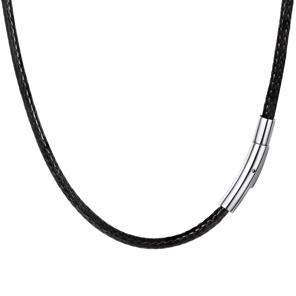 Waterproof Leather Necklace Cord for Men, 2MM/3MM, 16”-30”, with Stainless Steel Clasp, DIY Chain for Pendant, Come with Box