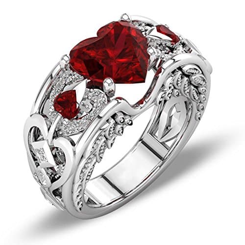 pimchanok shop Women Fashion Jewelry 925 Sterling Silver Ruby Gem Wedding Bridal Ring Size 5-11 (6)
