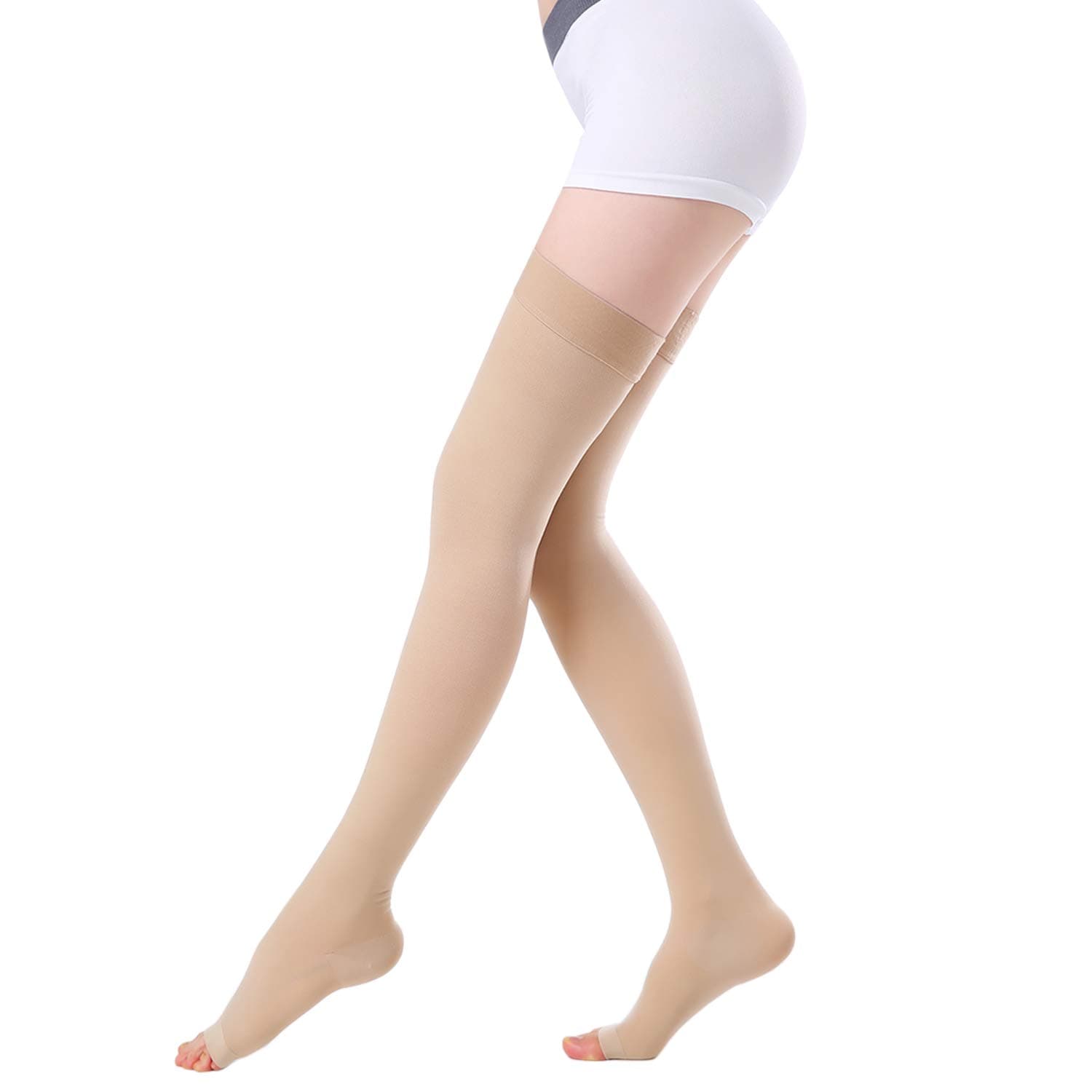 KOOCHY Thigh High Compression Socks,20-30 mmHg Firm Support Compression Stocking Support Hose for Swelling Pregnancy Nursing