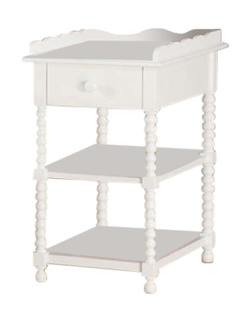 InRoom Furniture Designs White Finish Wood Jenny Lind Nightstand