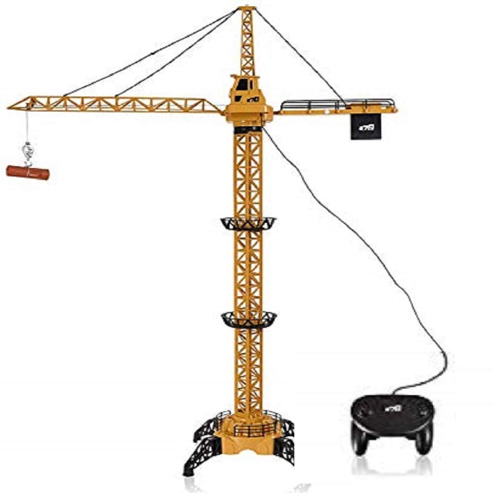 Wembley Toys Plastic Wired Truck Crawler RC Crane Toys - "4.3 Feet Tall" 680 Degree Rotation Log & Bucket Lift Up Construction Activity Playset, with Working Tower Light, Adjustable Height