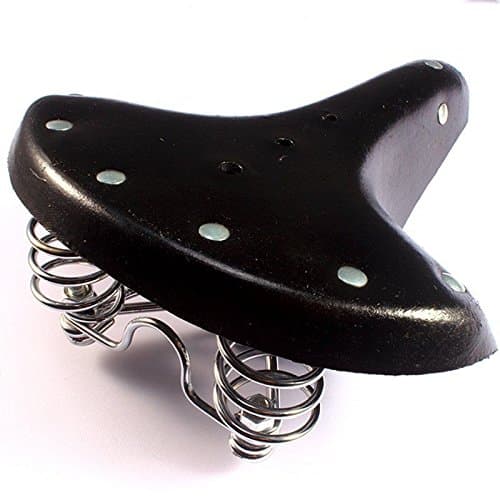 Traditional Black Leather Bike Saddle Distressed Synthetic Leather Vintage Style MTB Cycling Bike Saddle seat