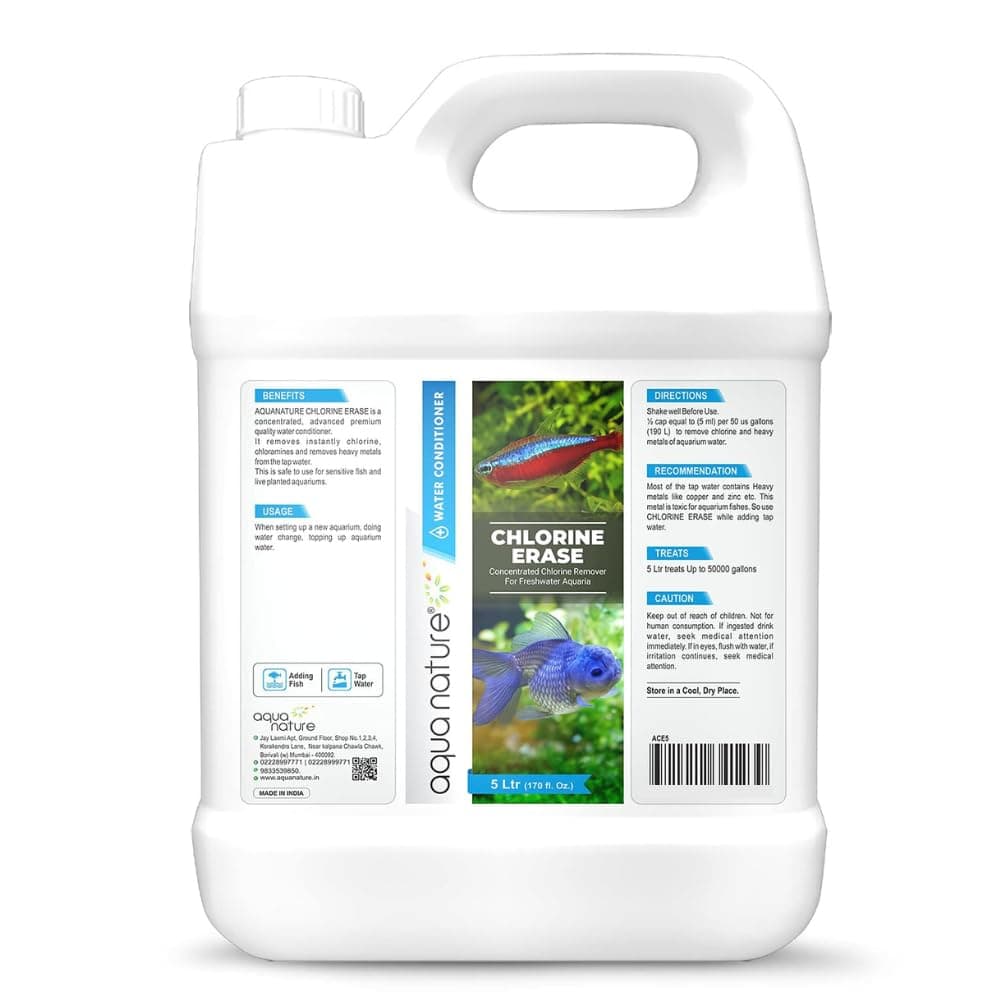 AquaNature® Chlorine Erase Water Conditioner for Freshwater Aquarium (5Ltr)