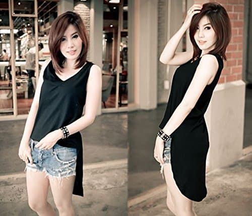 Women Fashion Short Front Long Black. (Free Size Women)