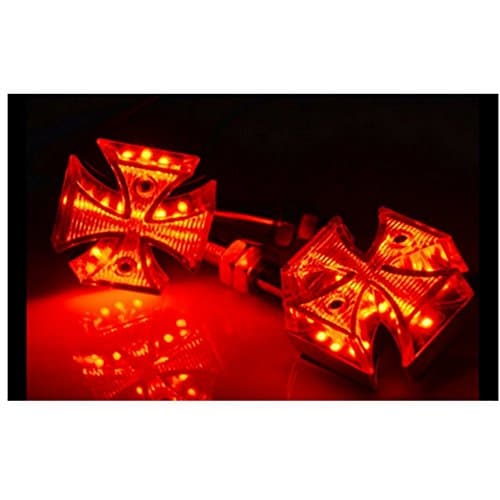 DLLL Universal 2xSmoke Lens Red Maltese Cross Motorcycle LED Brake Stop Turn Signal Marker Light for Suzuki Harley Davidson Kawasaki Yamaha Honda ATV