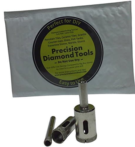 Small 3 Pcs Set Diamond Hole Saw Drill Bit Set Granite Glass Tile - Tools 3 Piece Diamond Dust Hole Saw Drill BIT for Ceramic Tile Marble Rock Porcelain 1/4" - 1/2" -3/4" Inch in