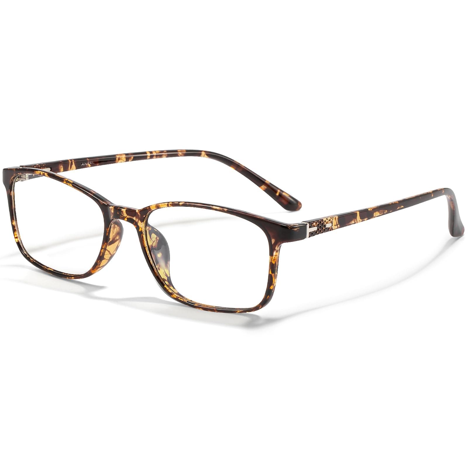 ANRRI Blue Light Blocking Glasses Anti Eyestrain UV Filter Computer Game Eyeglasses Lightweight Tortoise Frame
