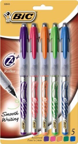 BIC Z4+ Roller Pen, Fine Point 0.7 mm, Assorted, 30 Pens