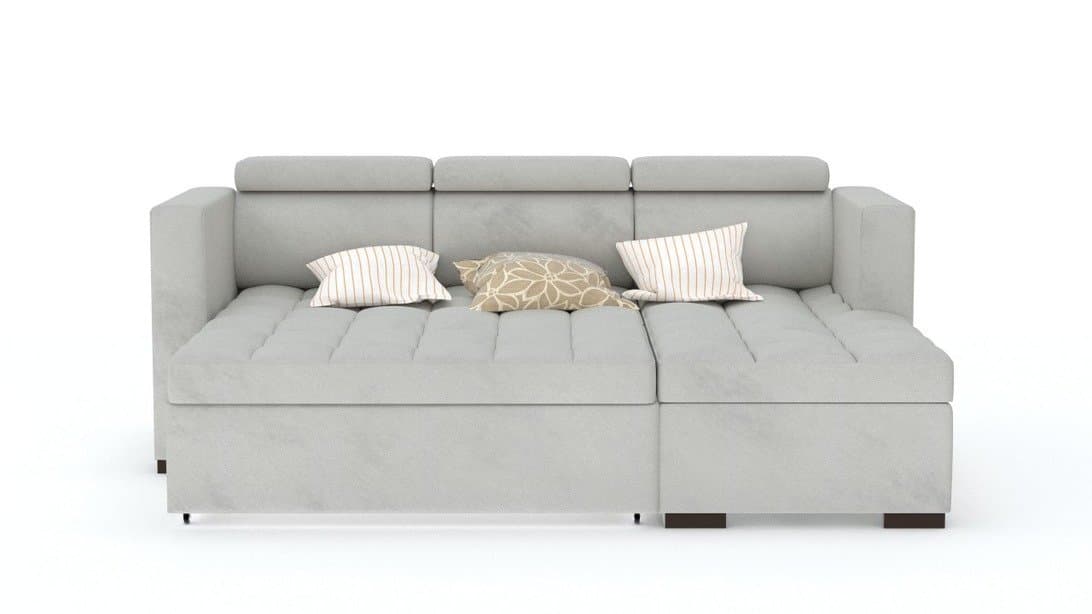 FUNTERIOR Innovative L-Shape Contempary 3 Seater Fabric Sofa Bed (Grey)