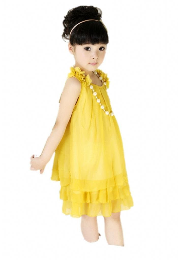 New Korean Girls Summer Dress Princess Necklace Chiffon Dress Girls Dress,2-12y