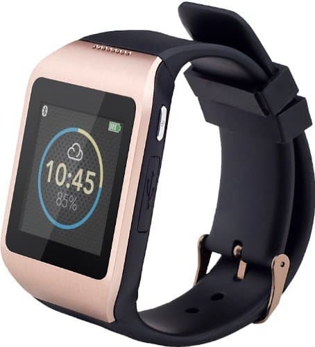 Versatile Bluetooth SmartWatch WiMe Wi-Watch M5 with Touchscreen, Bluetooth Sync, Pedometer, Water Resistance, Anti-Lost and Gift-Box Packaging (Black+Gold)