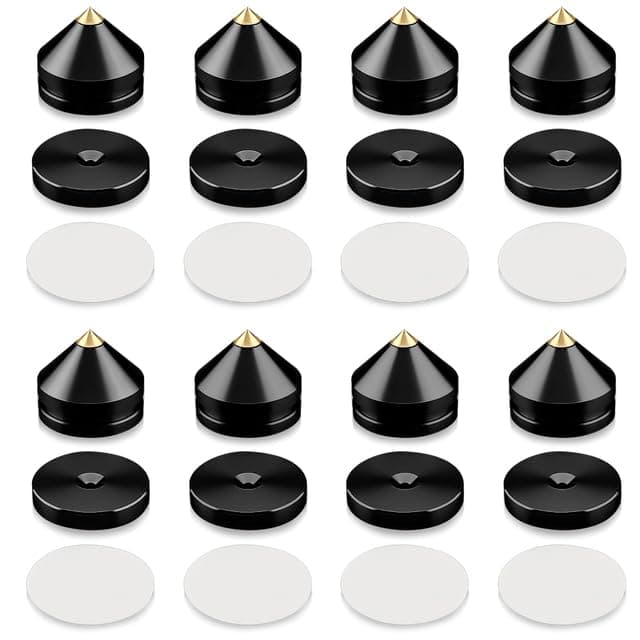 AEsmart - 4/8Sets Hifi Speaker Stand Feet Foot Pad aluminium alloy metal Spikes Cone Floor Foot Nail M23*20 (Black 8 Sets)