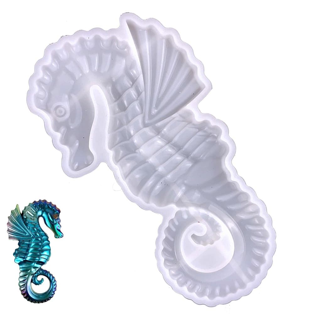 3D Seahorse Silicone Mold Large Animal Statue Making Epoxy Mould Silicone Seahorse Resin Molds for Gift Home Office Wall Hanging Decor