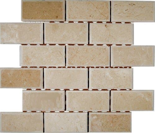 Crema Marfil 2X4 Beveled Marble Mosaic Tiles
