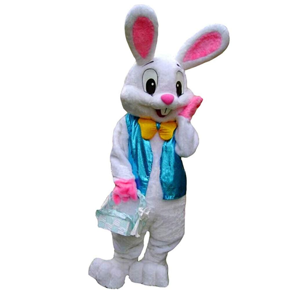 JIUYUE Easter Rabbit Bunny Rabbit Mascot Costume Adult Fancy Dress White, Large