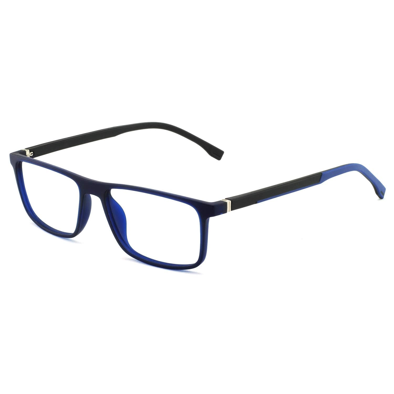 Blue Light Filter Computer Glasses for Mens Rectangle Eyewear Clear Optical Eyeglasses Frame …, C-blue+black, 52-17-140