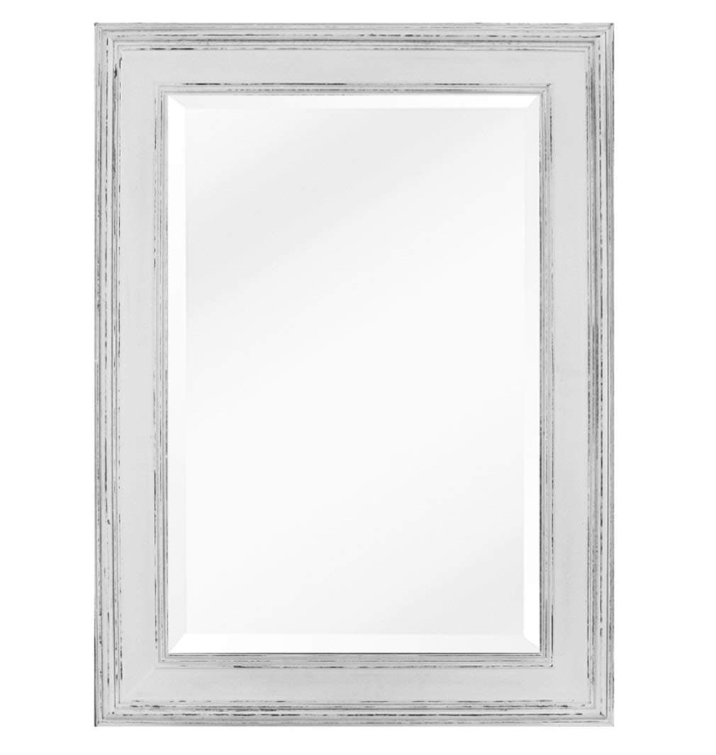 Antic by Casa Chic Vintage Solid Wood Shabby Chic Wall Mirror Large 90x60 cm Bathroom Lounge Hallway Rustic Country Style Distressed White