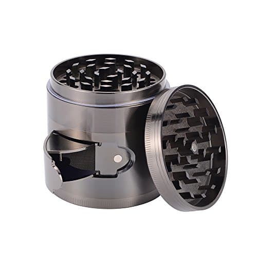 Spice Herb Grinder, TINGAU 4 Piece 2.4-Inch Herb Grinder , Herb and Spice Kitchen Grinder with Pollen Catcher and Easy Access Window, Razor-Sharp Teeth , Zinc Alloy Material Made for Cooking