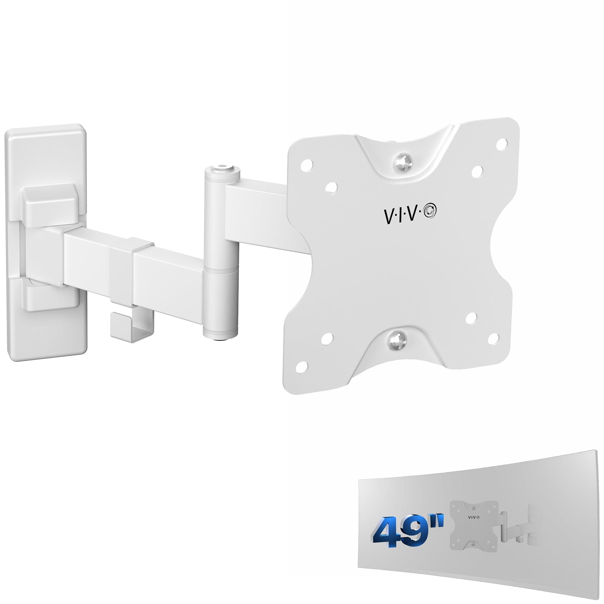 VIVO Full Motion Ultrawide Monitor Wall Mount, Fits Ultra-Wide Screens up to 49 inches and 44 lbs, Tilt and Swivel Arm, White, MOUNT-VW01MW