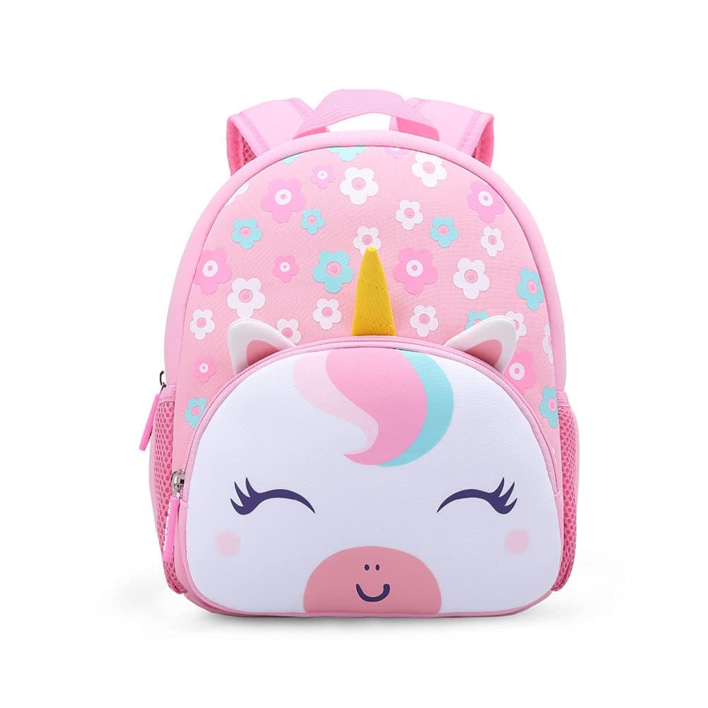 Preschool Backpack Toddler Neoprene Animal Schoolbag Lunch backpack for Kids Boys Girls(Floral Unicorn)