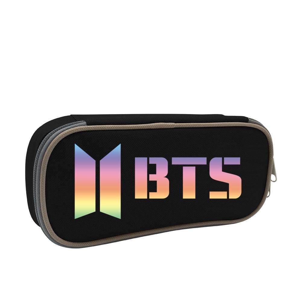 Large Capacity Double Zipper Love Yourself_BTS Pencil Case Pen Bag Box Pouch Holder School & Office Supplies 8.3x3.5x2 (Inch) Black