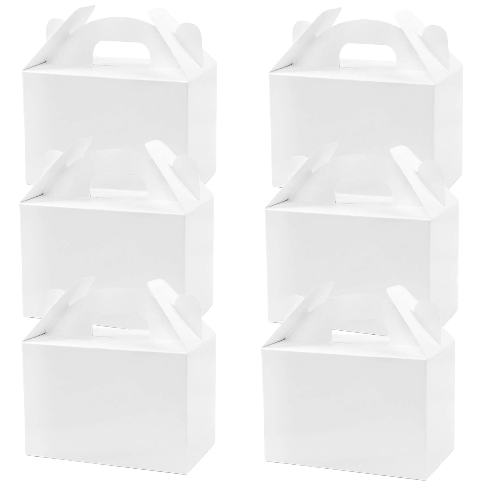 24 Packs White Gift Wrapping Boxes Repurposable Present Cardboard Box With Carrying Handle DIY Blank Box Halloween Christmas New Year's Day Weddings Birthdays Anniversaries