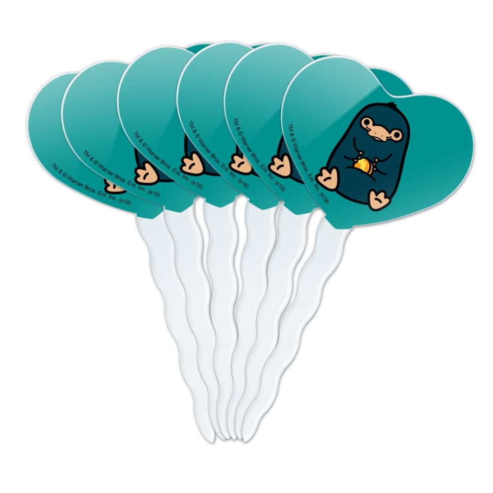 Fantastic Beasts and Where to Find Them Nifler Cute Chibi Character Heart Love Cupcake Picks Toppers Decoration Set of 6