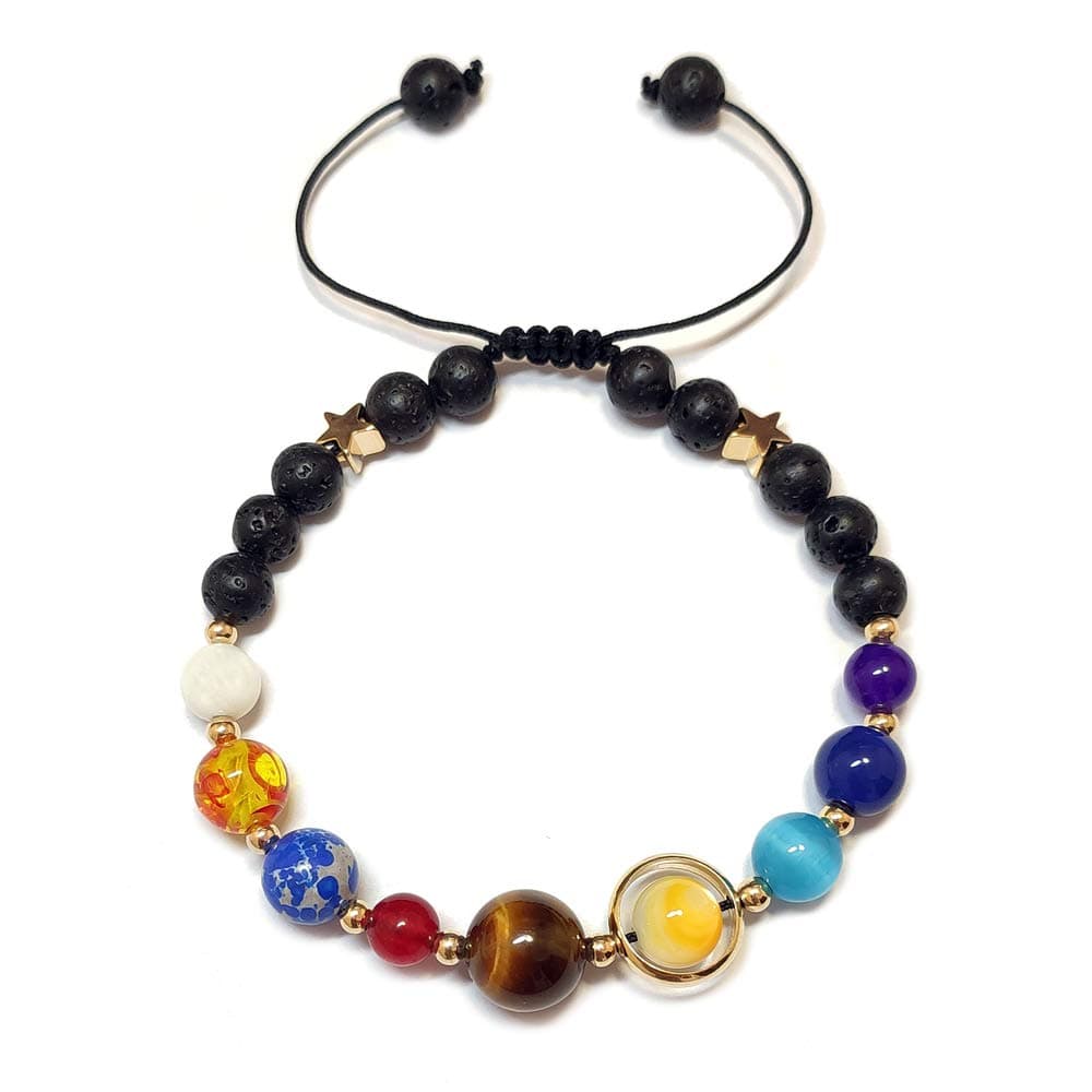 MENGLINA Women Stone Bead Charm Bracelet Universe Galaxy the Eight Planets Nine Planets in the Solar System Guardian Star Bracelets