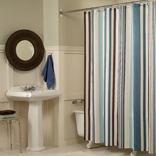 Noemie Hogar Mould Proof Stripes 100% Thick Polyester Fabrics Shower Curtain, 71-inch By 79-inc