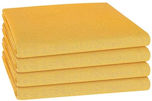 Cote De Amor 100% Combed Cotton Cloth Dinner Napkins 17x17 Set of 4 Absorbent Soft Restaurant Hotel Quality - Cocktail Napkins, Wedding Dinner Napkins, Washable Everyday Napkins Yellow